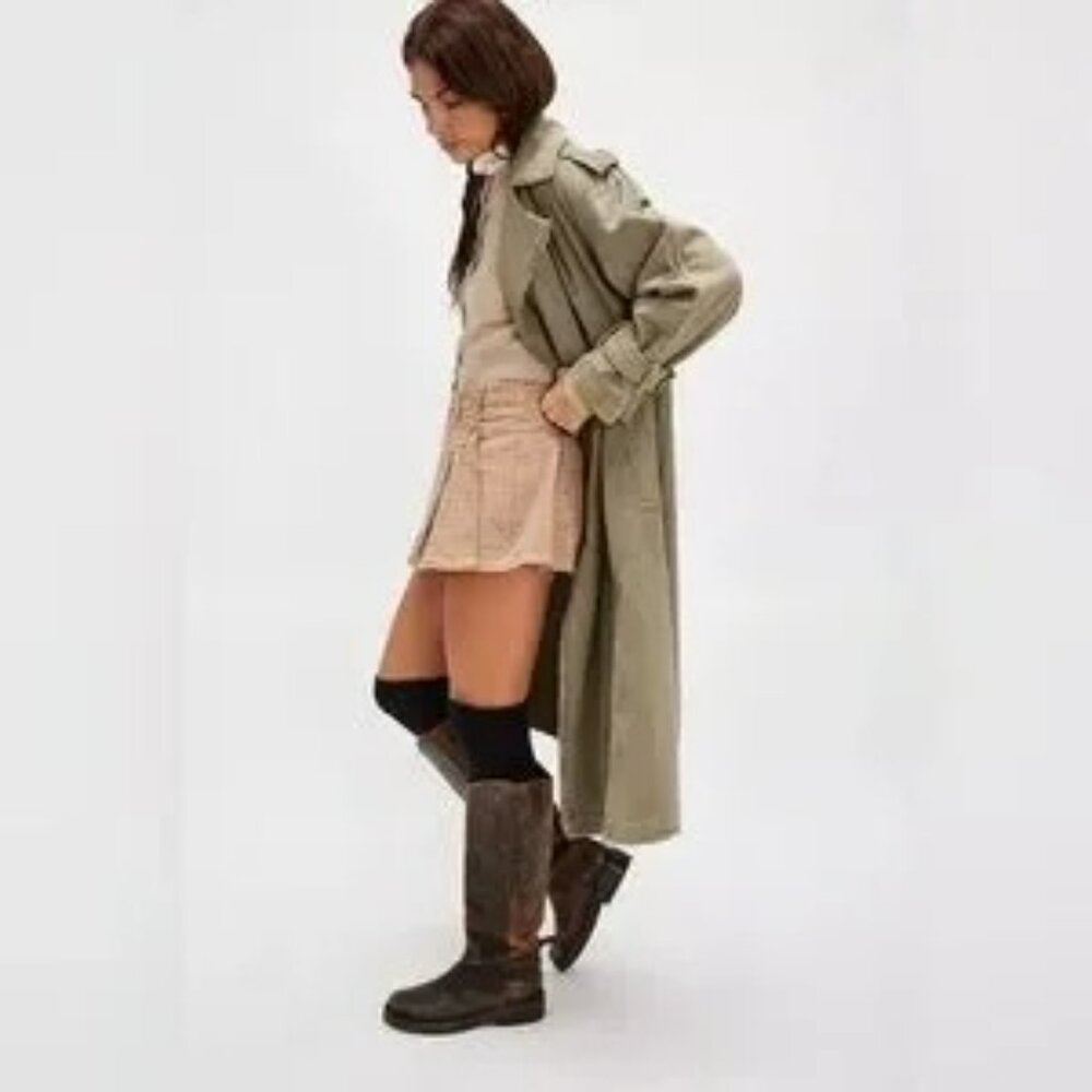 Free People Time's Up Trench Coat LARGE NWOT - Picture 2 of 11